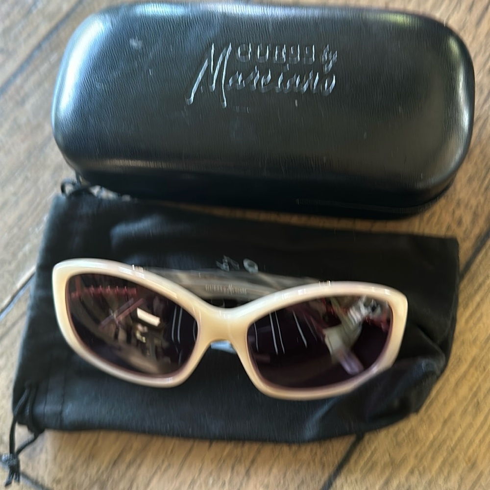 Light tan sunglasses with metal sides